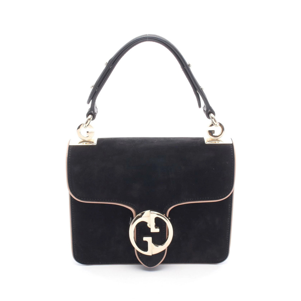 Gucci Flap Handbag Leather Black Pink